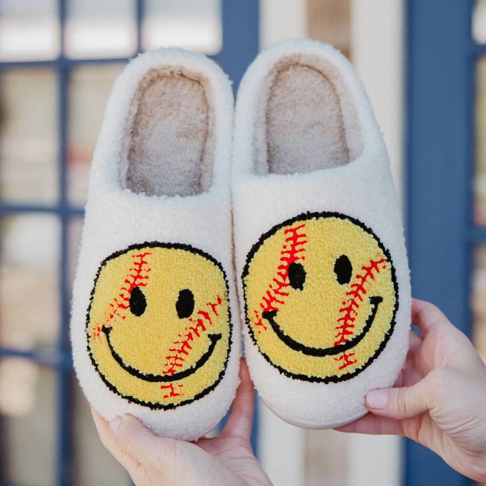 Softball Happy Face Women's Slippers