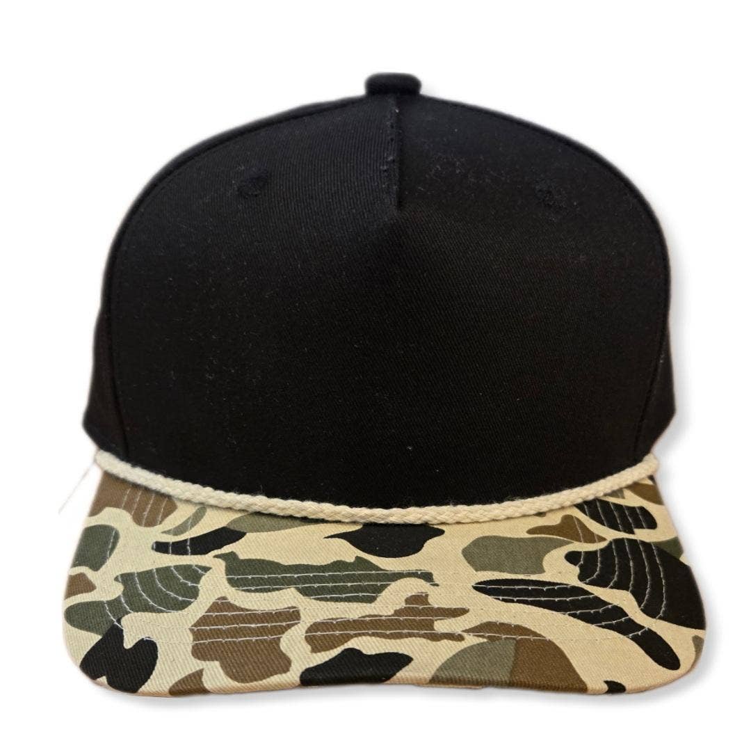 Black Camo Snapback Rope hat
