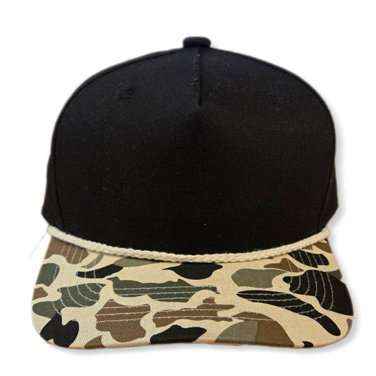 Black Camo Snapback Rope hat