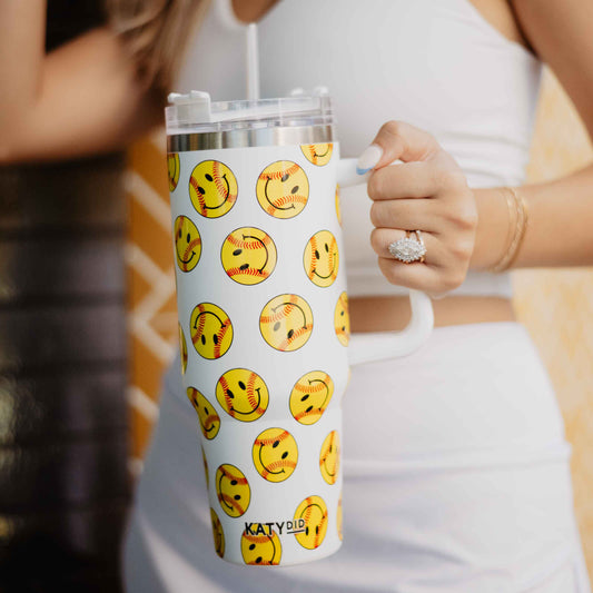Softball Happy Face 40 Oz Tumbler