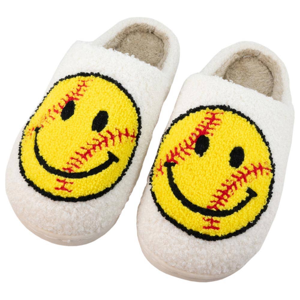 Softball Happy Face Women's Slippers