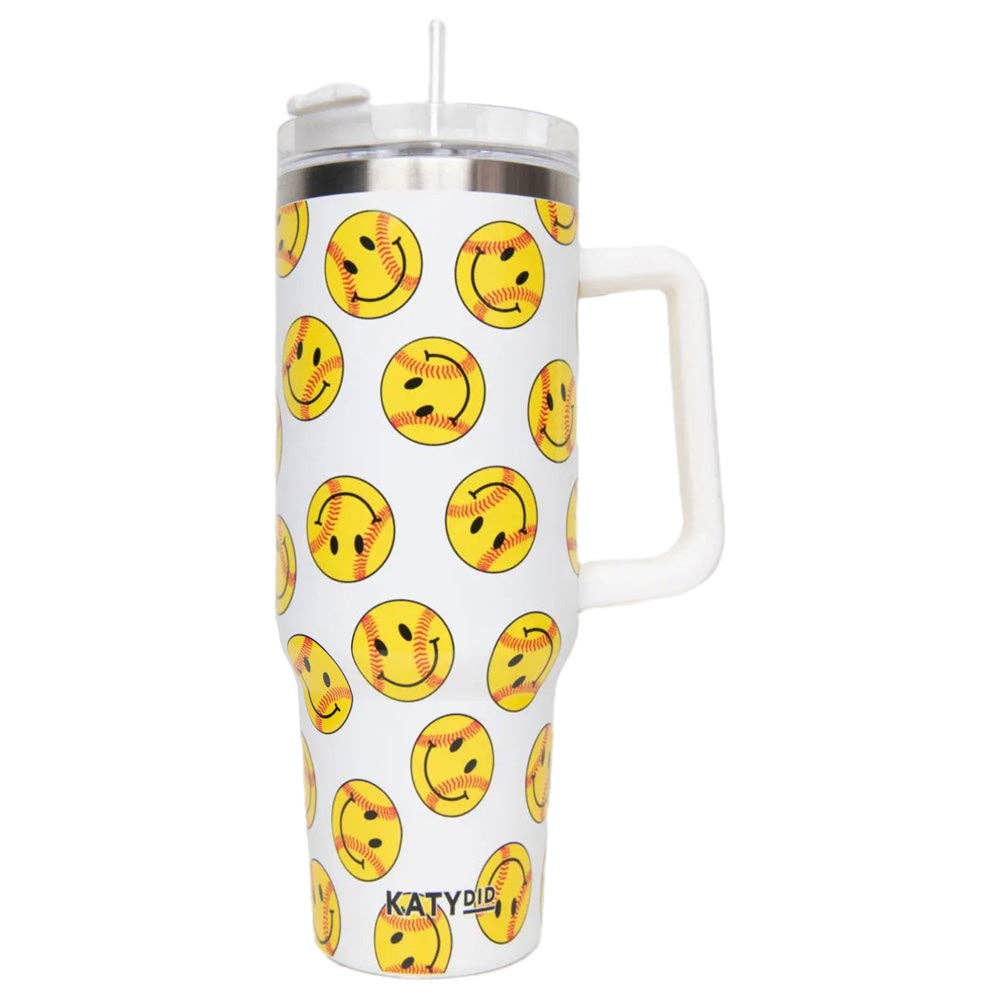 Softball Happy Face 40 Oz Tumbler