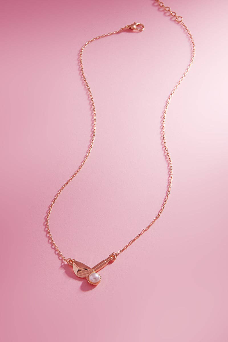 Gameday Golf Club Metal And Pearl Short Necklace