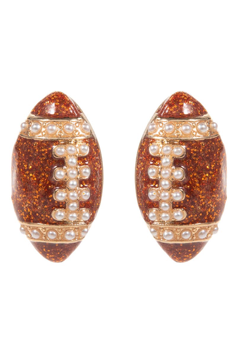 Game Day Football Shaped Enamel Post Earrings
