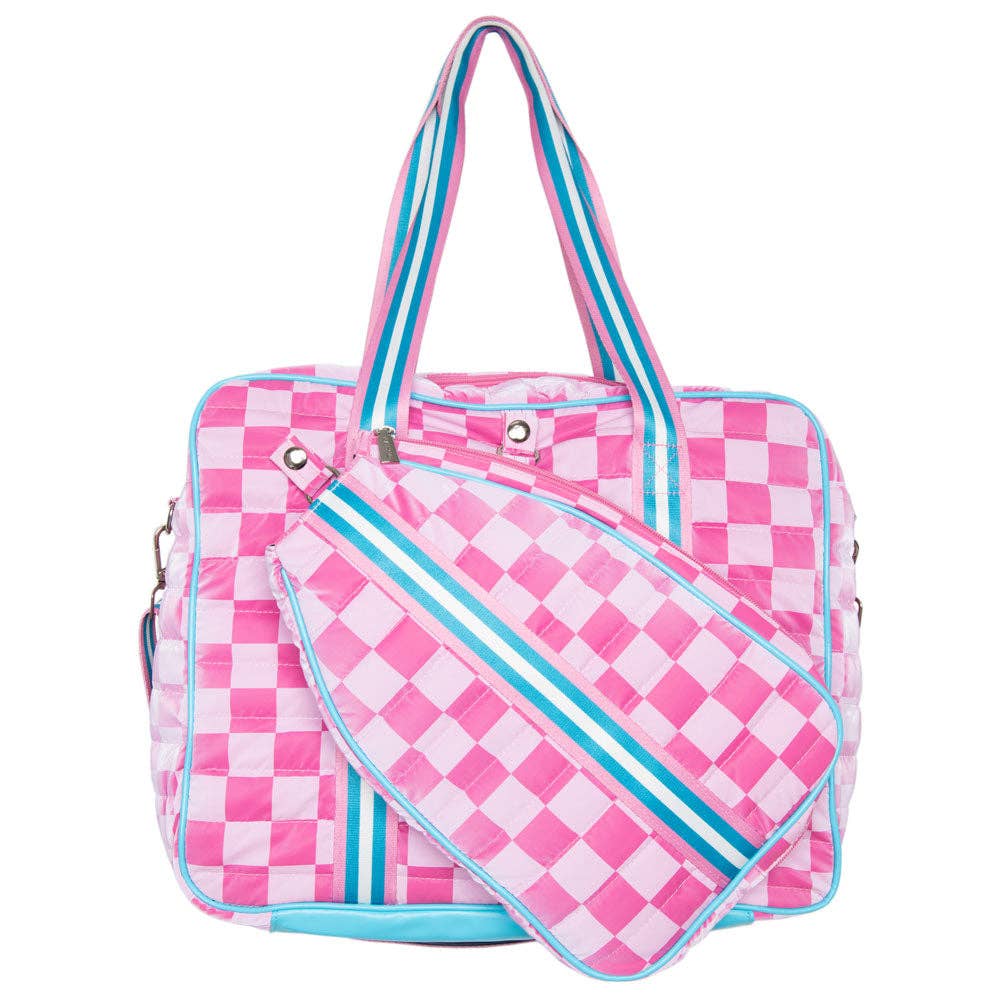 Pink Checkerprint Pickleball Sling Bag