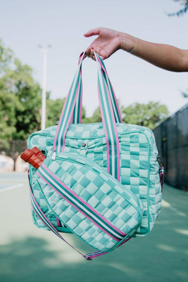 Teal Checkerprint Pickleball Duffle Bag