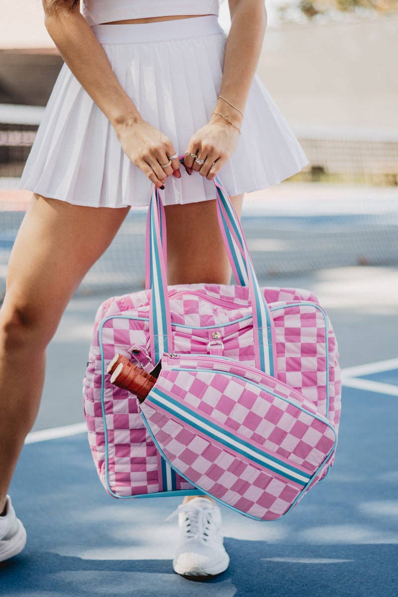 Pink Checkerprint Pickleball Sling Bag