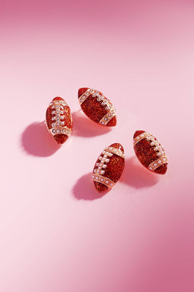 Game Day Football Shaped Enamel Post Earrings
