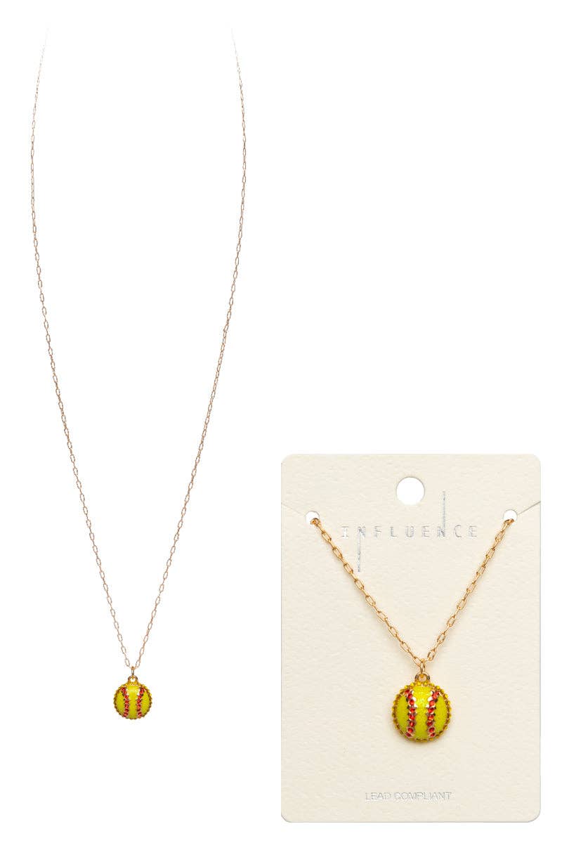 Sports Ball Shape Enamel With Pearl Short Necklace