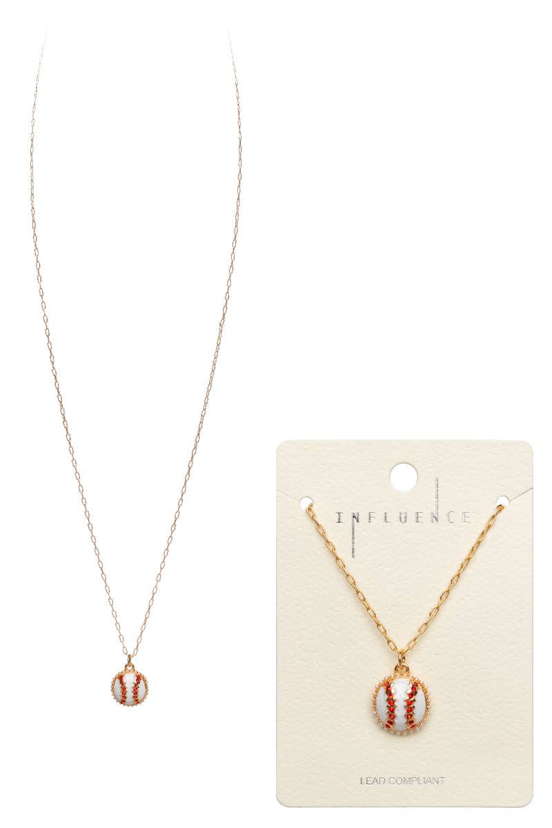 Sports Ball Shape Enamel With Pearl Short Necklace
