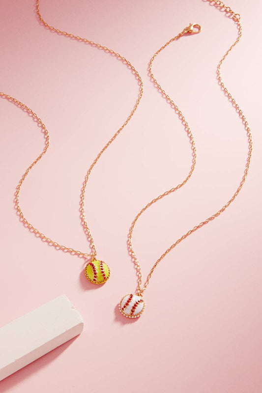Sports Ball Shape Enamel With Pearl Short Necklace